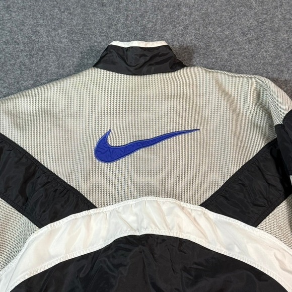Vintage Nike Windbreaker Jacket Color Block Blue Black White Retro Center Swoosh